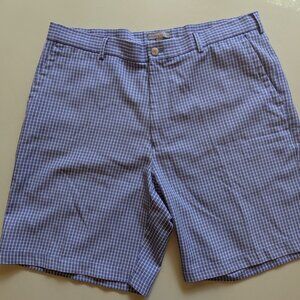 Peter Millar Shorts Mens 36 Blue Check Plaid Wicking Performance Golf Preppy